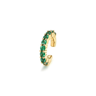 Pavé Emerald Ear Cuff Yellow Gold by Logan Hollowell Jewelry