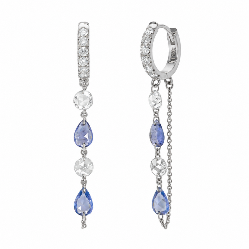 Mini Eau de Rose Cut Iris Chain Earrings