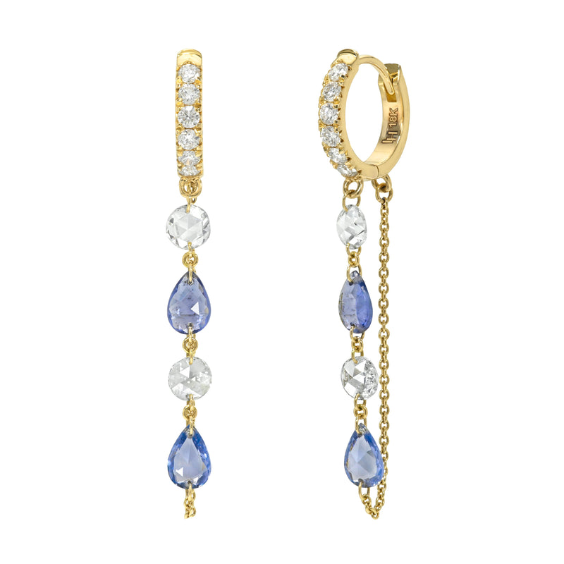 Mini Eau de Rose Cut Iris Chain Earrings