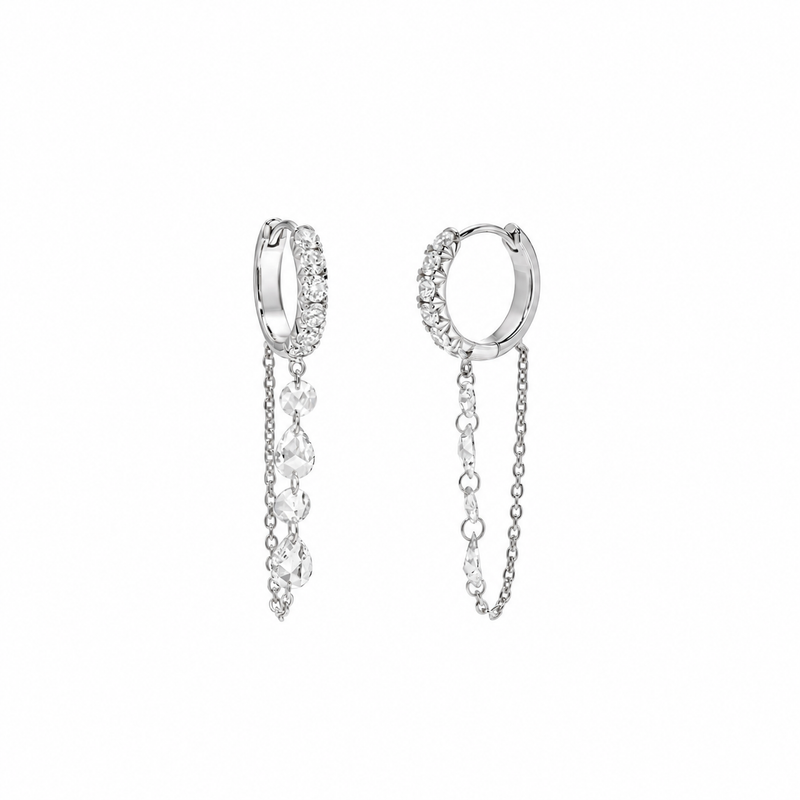 Mini Eau de Rose Cut Iris Chain Earrings
