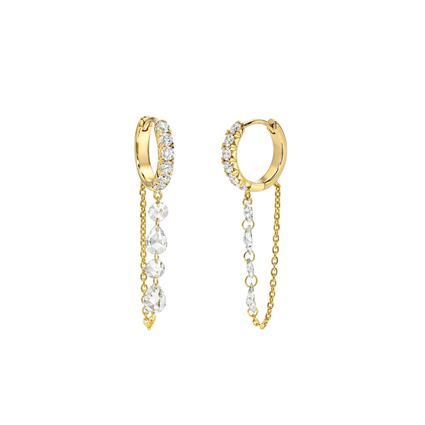 Mini Eau de Rose Cut Diamond Iris Chain Earrings (MTR) TEMP by Logan Hollowell Jewelry