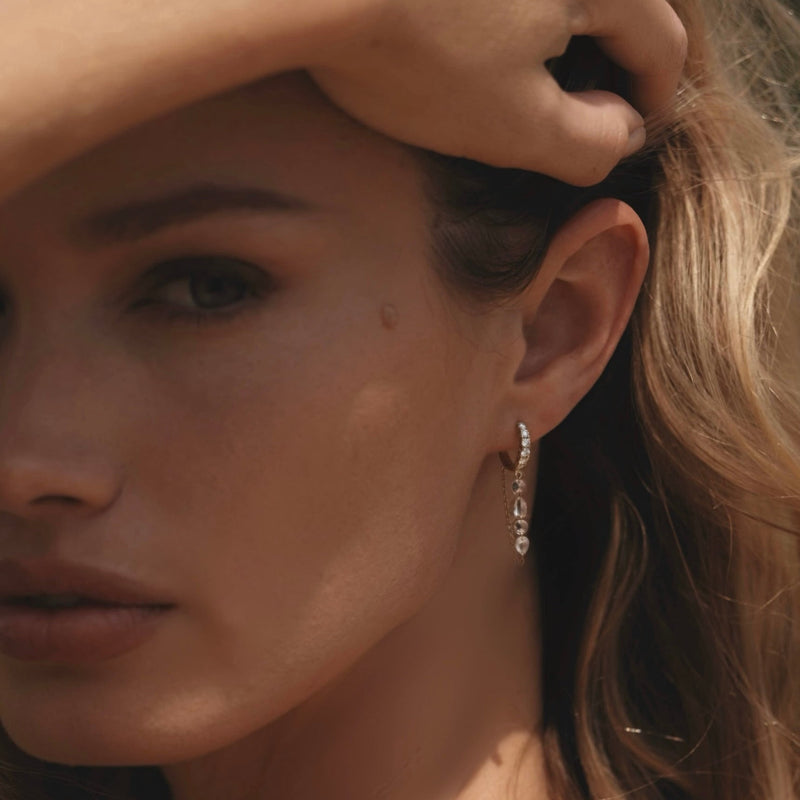 Mini Eau de Rose Cut Diamond Iris Chain Earrings by Logan Hollowell Jewelry