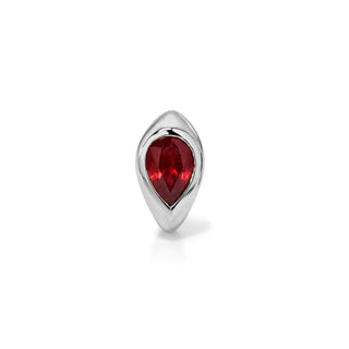 Ruby Reverse Pear Stuggies White Gold Single by Logan Hollowell Jewelry