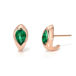 Emerald Reverse Pear Stuggies Rose Gold Pair by Logan Hollowell Jewelry