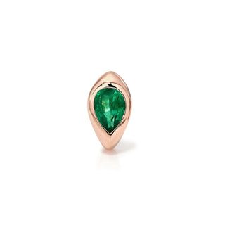 Emerald Reverse Pear Stuggies Rose Gold Single by Logan Hollowell Jewelry