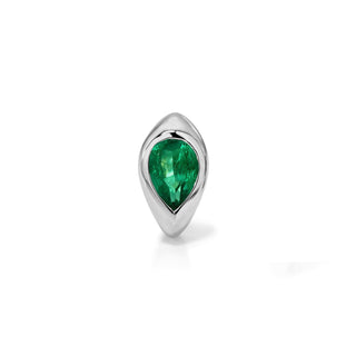 Emerald Reverse Pear Stuggies White Gold Single by Logan Hollowell Jewelry