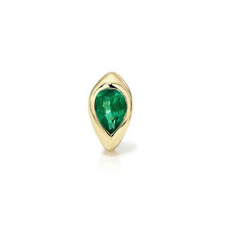 Emerald Reverse Pear Stuggies Yellow Gold Single by Logan Hollowell Jewelry