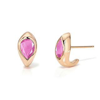 Pink Sapphire Reverse Pear Stuggies Rose Gold Pair by Logan Hollowell Jewelry