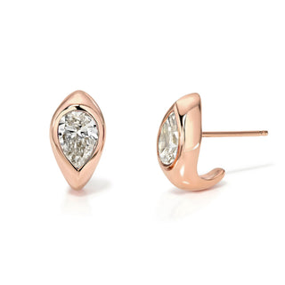 Diamond Reverse Pear Stuggies Rose Gold Pair by Logan Hollowell Jewelry