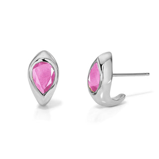 Pink Sapphire Reverse Pear Stuggies White Gold Pair by Logan Hollowell Jewelry