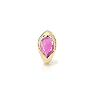 Pink Sapphire Reverse Pear Stuggies Yellow Gold Single by Logan Hollowell Jewelry