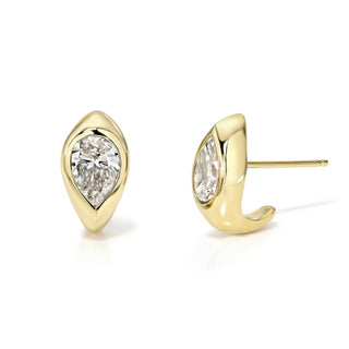 Diamond Reverse Pear Stuggies Yellow Gold Pair by Logan Hollowell Jewelry