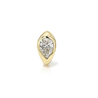 Diamond Reverse Pear Stuggies Yellow Gold Single by Logan Hollowell Jewelry