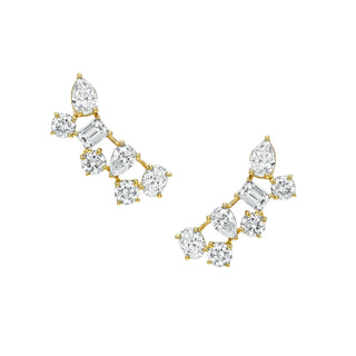 Diamond Ear Climbers Yellow Gold by Logan Hollowell Jewelry