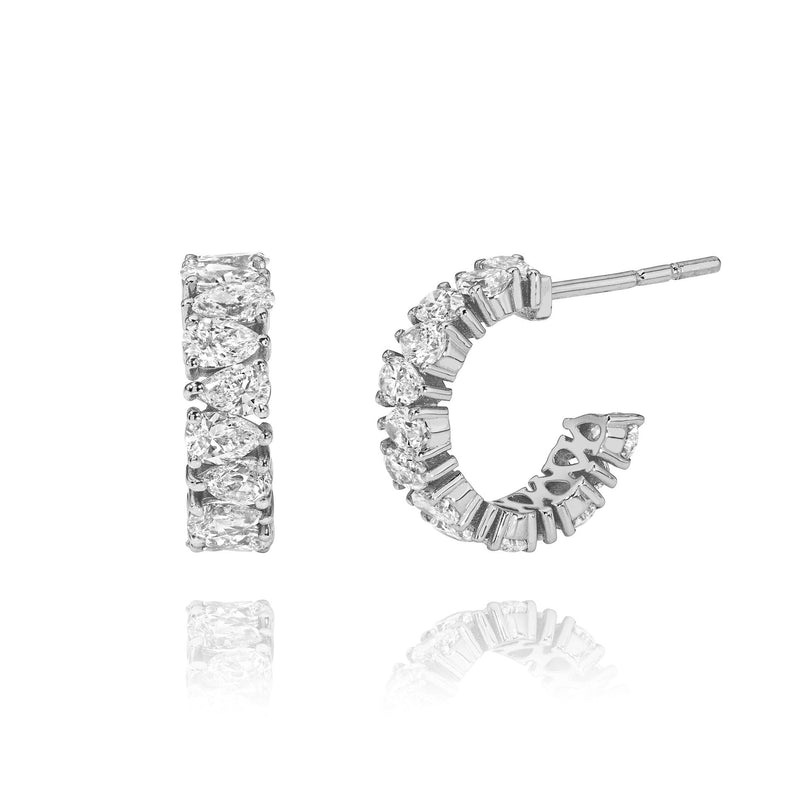 Reverse Water Drop Diamond Hoops | Ready to Ship (LAB) by Logan Hollowell Jewelry