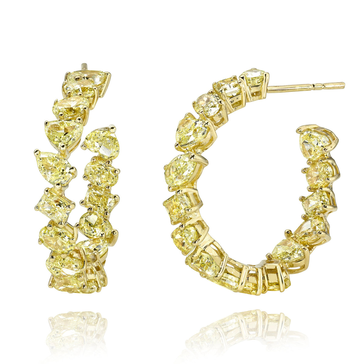 Fortuna Fancy Yellow Diamond Hoops | Ready to Ship Yellow Gold by Logan Hollowell Jewelry