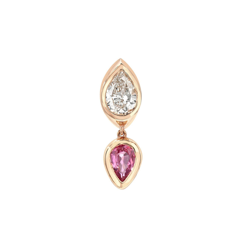 Single Stuggie with Pink Sapphire Drop Rose Gold by Logan Hollowell Jewelry