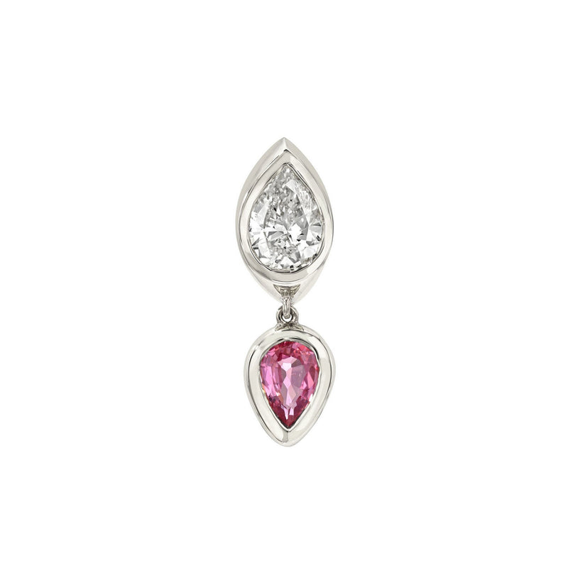 Single Stuggie with Pink Sapphire Drop White Gold by Logan Hollowell Jewelry