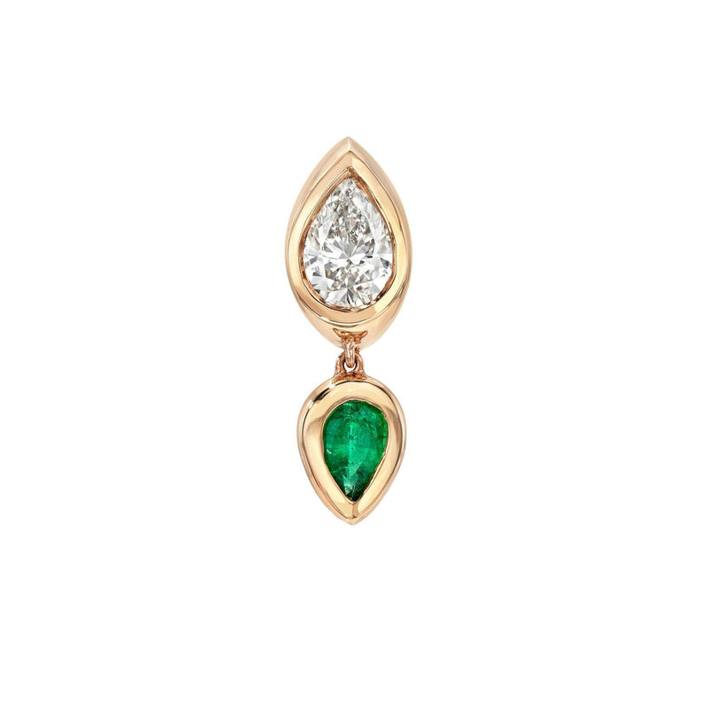Single Stuggie with Emerald Drop Rose Gold by Logan Hollowell Jewelry