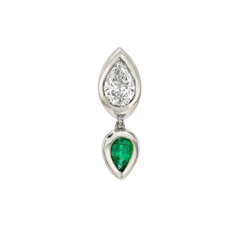Single Stuggie with Emerald Drop White Gold by Logan Hollowell Jewelry
