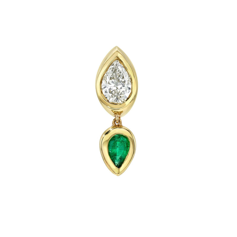 Single Stuggie with Emerald Drop Yellow Gold by Logan Hollowell Jewelry