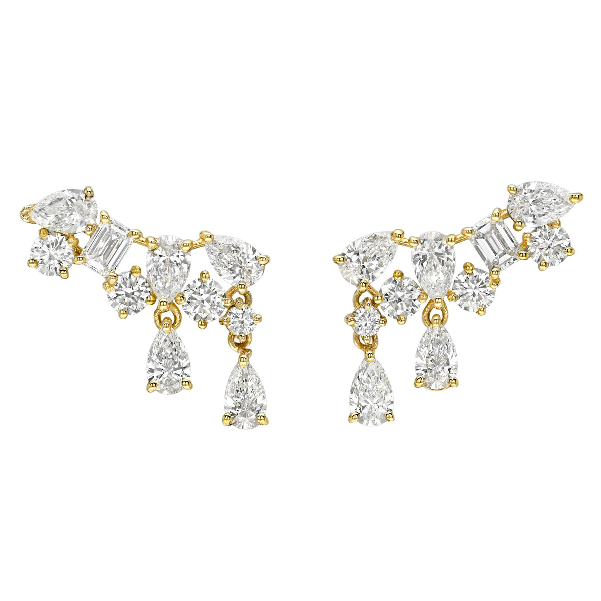 Fortuna Climber Earrings Yellow Gold Pair by Logan Hollowell Jewelry