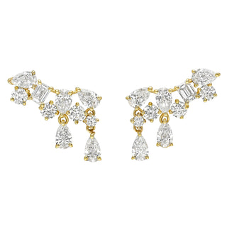 Fortuna Climber Earrings Yellow Gold Pair by Logan Hollowell Jewelry