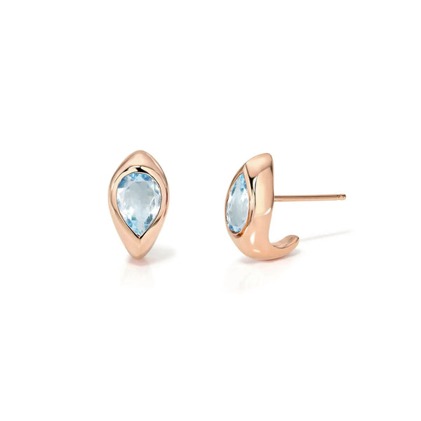 Petite Aquamarine Reverse Water Drop Stuggies Rose Gold by Logan Hollowell Jewelry