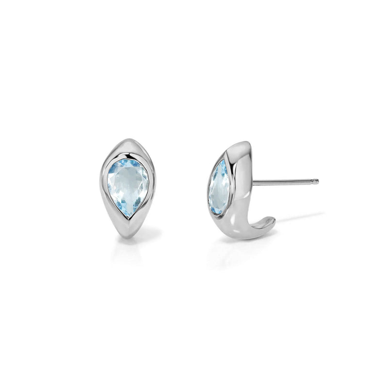 Petite Aquamarine Reverse Water Drop Stuggies White Gold by Logan Hollowell Jewelry