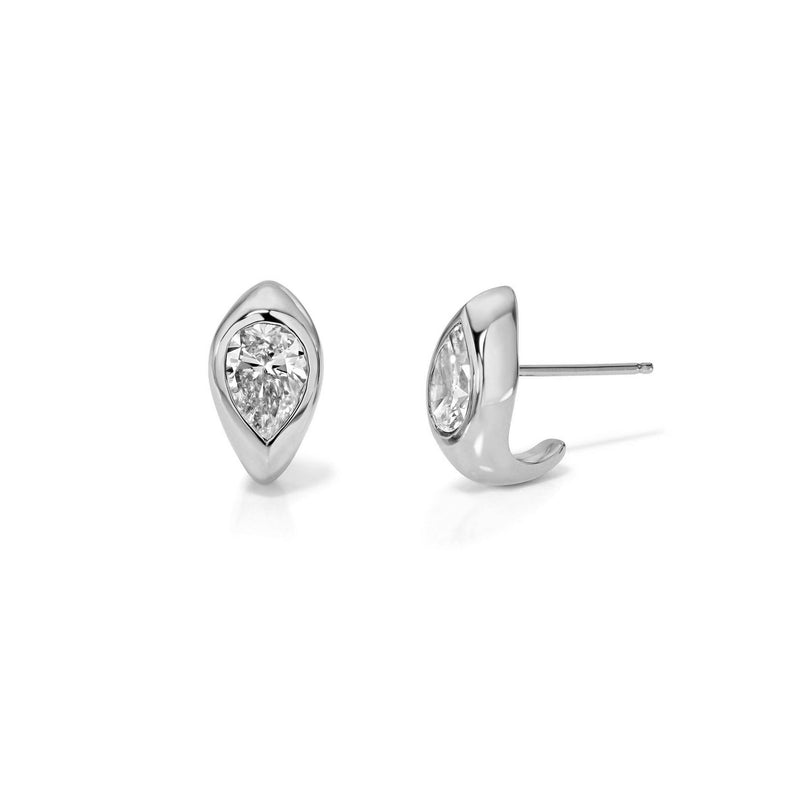 Petite Diamond Reverse Water Drop Stuggies White Gold Pair by Logan Hollowell Jewelry