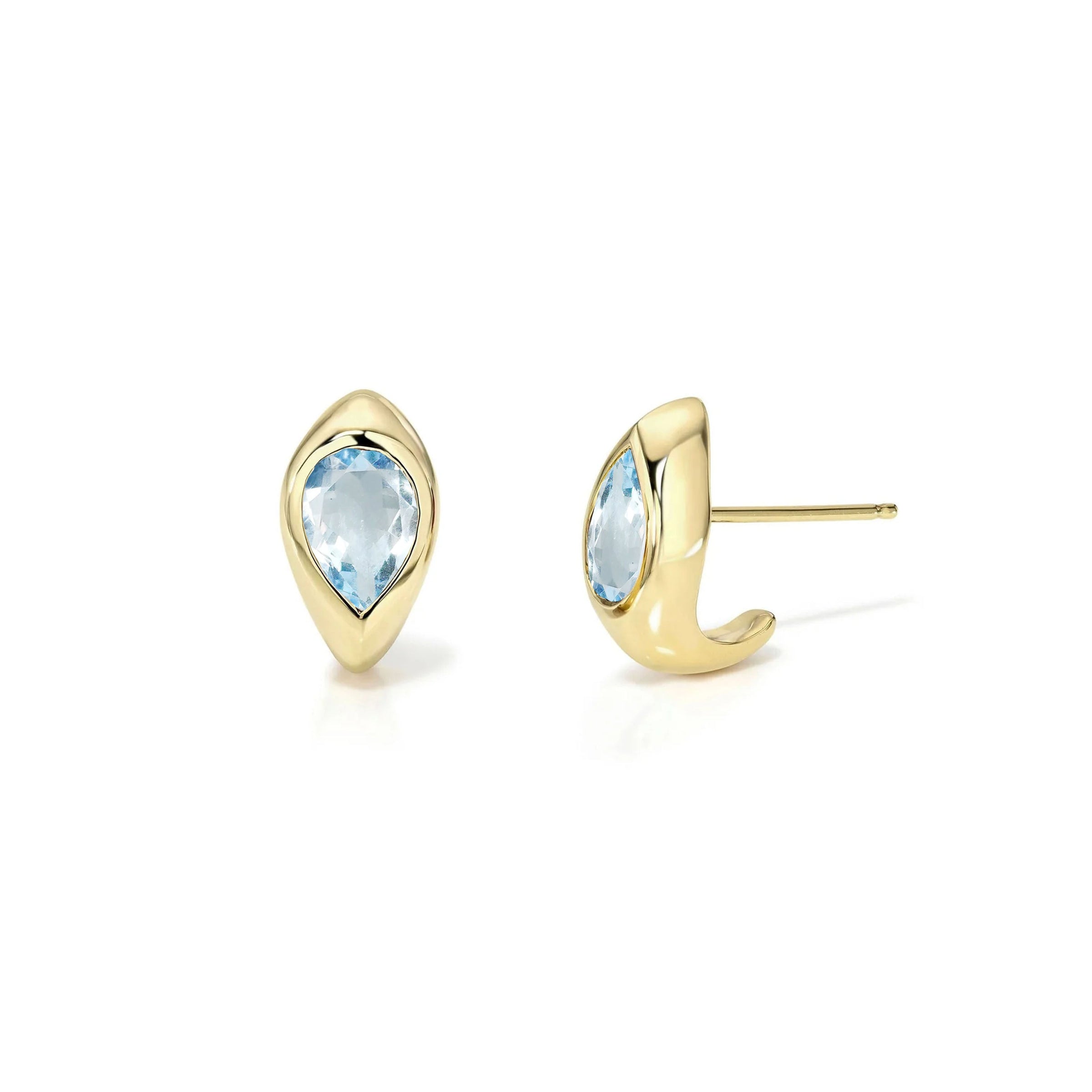 Petite Aquamarine Reverse Water Drop Stuggies Yellow Gold by Logan Hollowell Jewelry