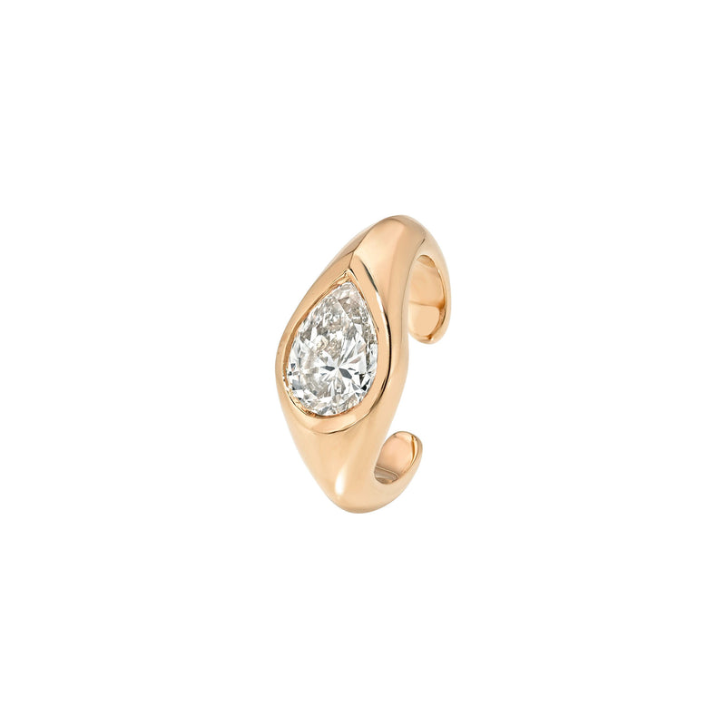 Diamond Water Drop Ear Cuff Rose Gold by Logan Hollowell Jewelry