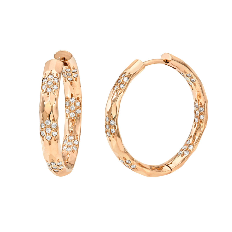 Sevenfold Diamond Hoops Large Rose Gold by Logan Hollowell Jewelry