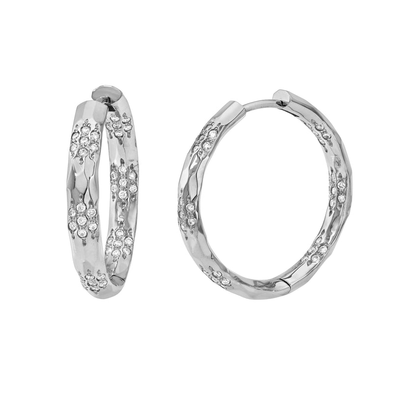 Sevenfold Diamond Hoops Large White Gold by Logan Hollowell Jewelry