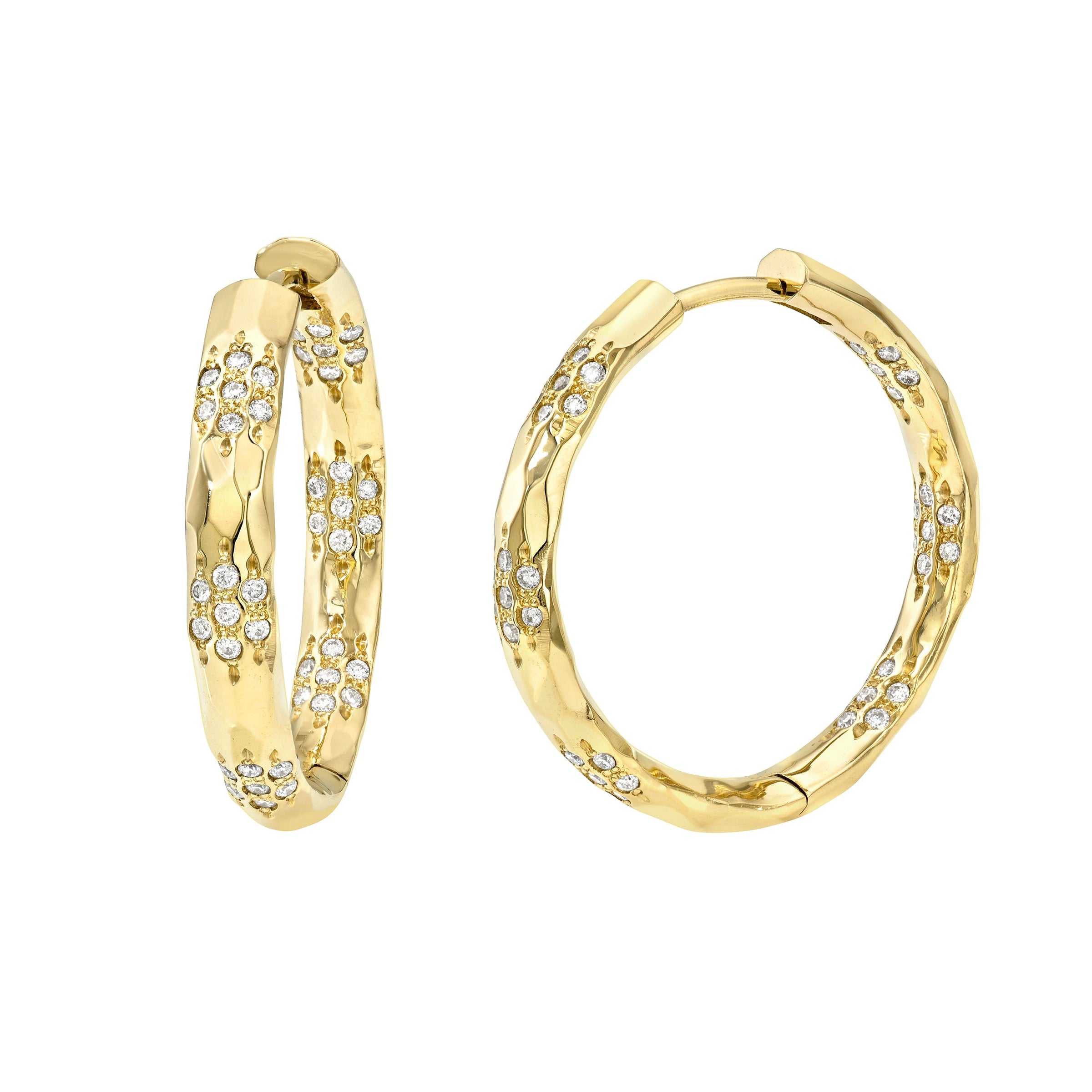 Sevenfold Diamond Hoops Large | Ready to Ship Yellow Gold by Logan Hollowell Jewelry