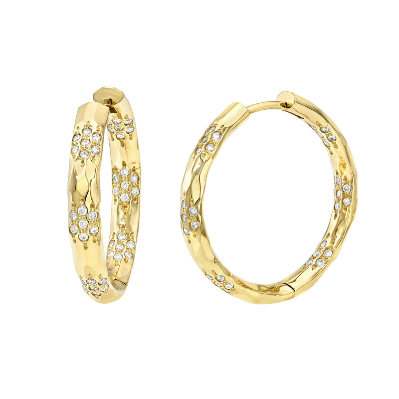 Sevenfold Diamond Hoops Large Yellow Gold by Logan Hollowell Jewelry