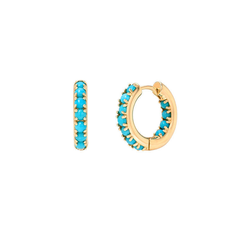 Inside Out Turquoise Hoops Yellow Gold Pair by Logan Hollowell Jewelry