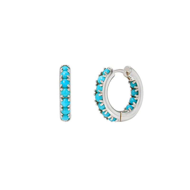 Inside Out Turquoise Hoops White Gold Pair by Logan Hollowell Jewelry