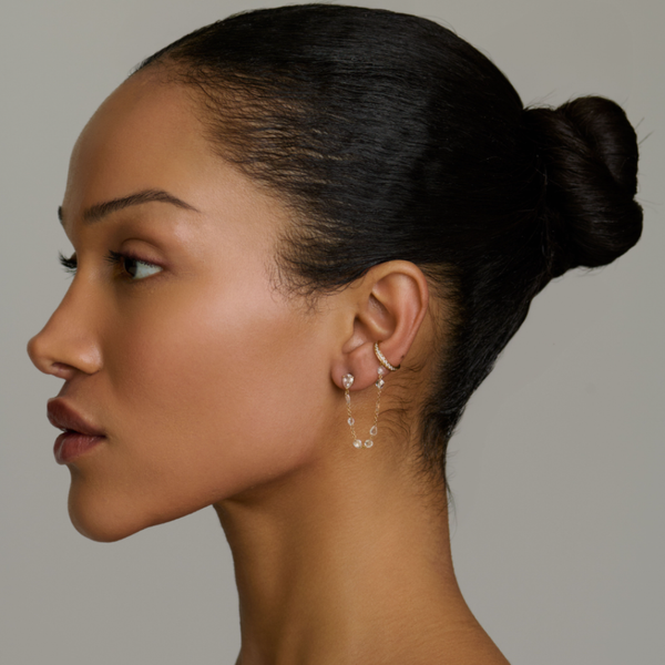 Eau de Rose Cut Iris Chain Cuff Earrings by Logan Hollowell Jewelry