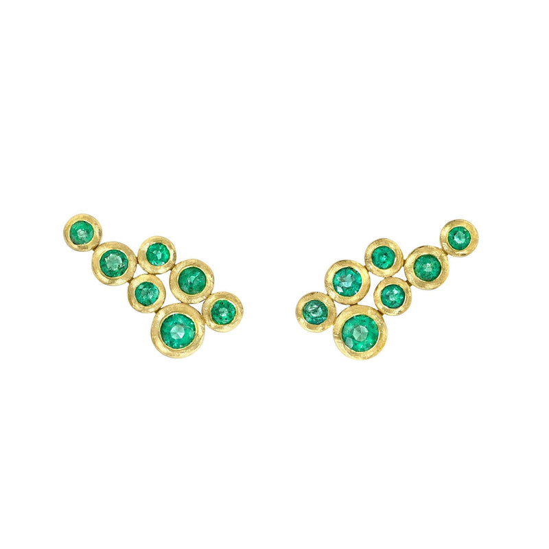 Emerald Bubble Earrings Yellow Gold Pair by Logan Hollowell Jewelry