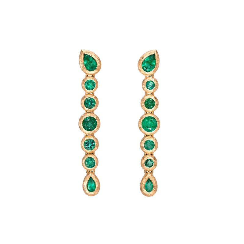 Emerald Pear Bubble Drop Earrings Rose Gold by Logan Hollowell Jewelry