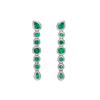 Zambian Emerald Pear Bubble Drop Earrings White Gold by Logan Hollowell Jewelry