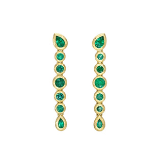 Zambian Emerald Pear Bubble Drop Earrings Yellow Gold by Logan Hollowell Jewelry