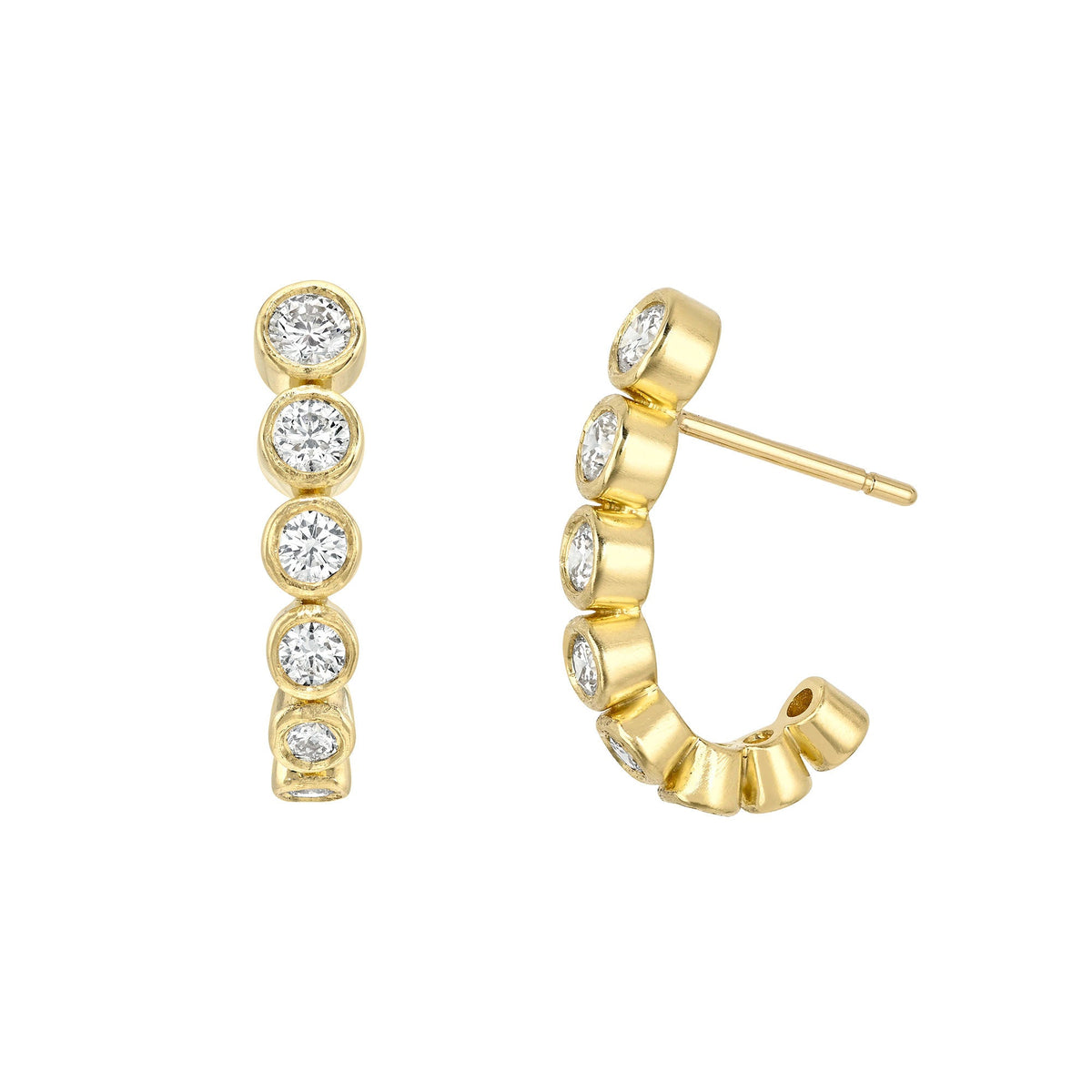 Large Diamond Bubble Stuggies Yellow Gold by Logan Hollowell Jewelry