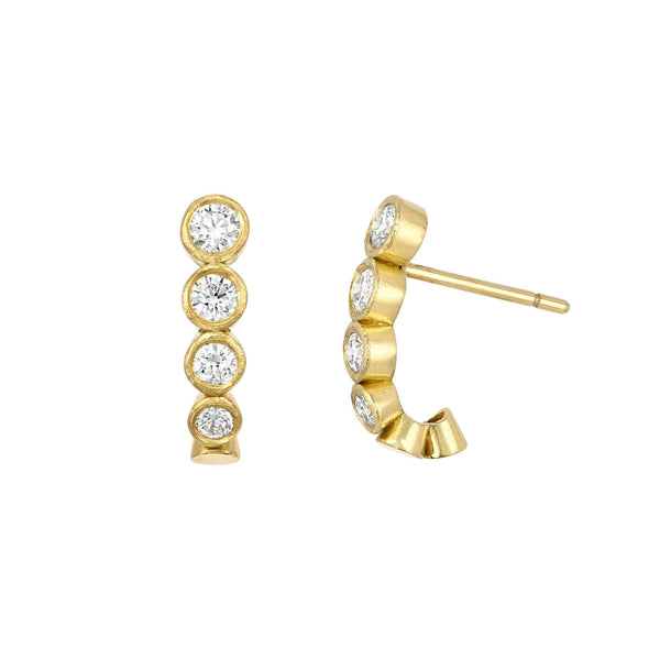 Petite Diamond Bubble Stuggies Yellow Gold by Logan Hollowell Jewelry