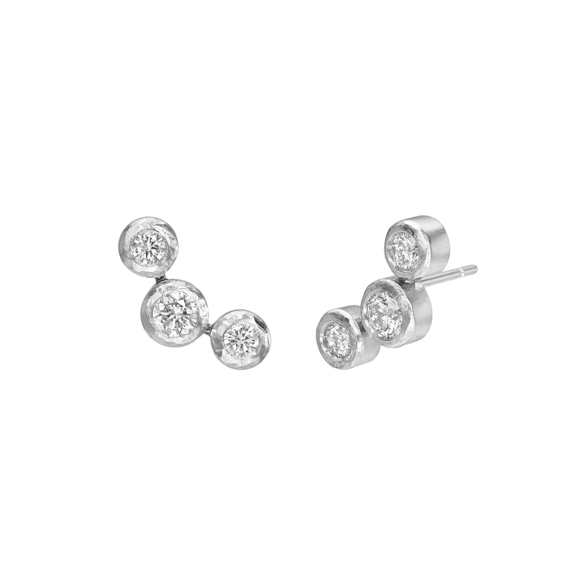 Diamond Bubble Stud Earrings White Gold by Logan Hollowell Jewelry