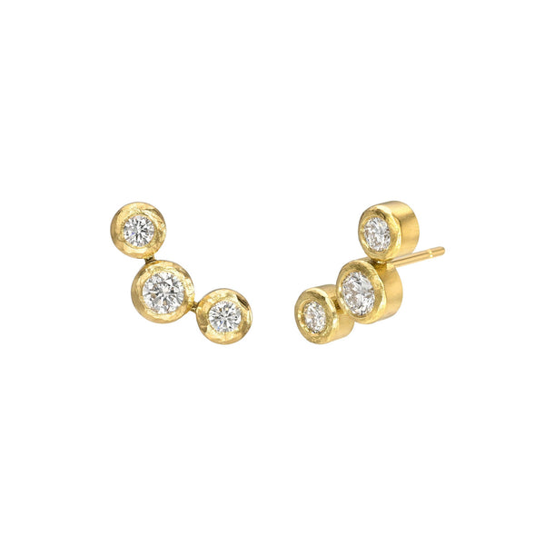 Diamond Bubble Stud Earrings Yellow Gold by Logan Hollowell Jewelry