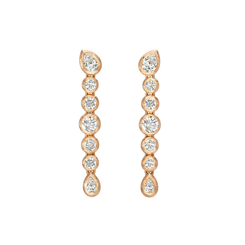 Diamond Bubble Drop Earrings Rose Gold by Logan Hollowell Jewelry