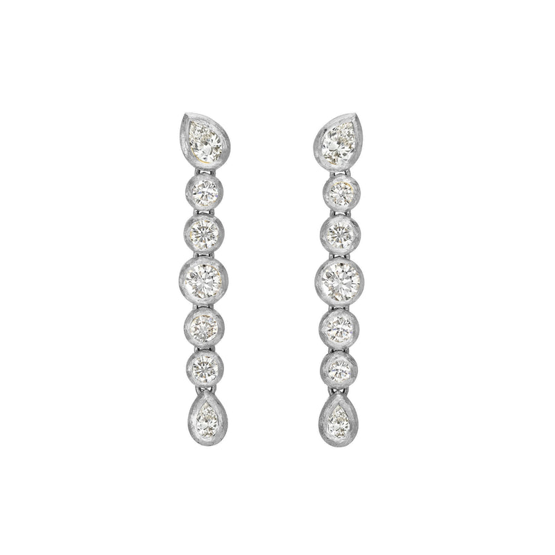 Diamond Bubble Drop Earrings White Gold by Logan Hollowell Jewelry