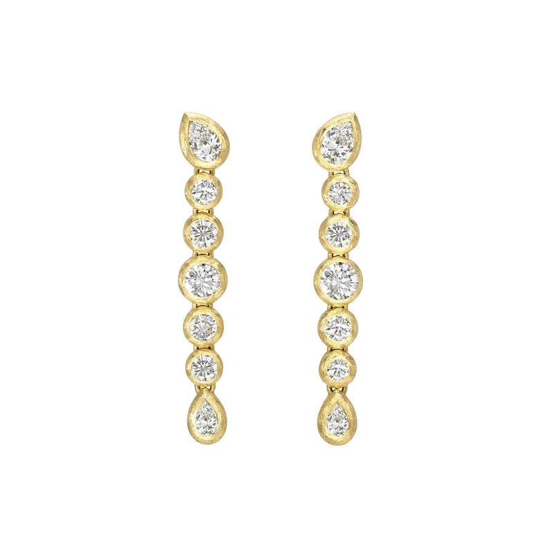 Diamond Bubble Drop Earrings Yellow Gold by Logan Hollowell Jewelry